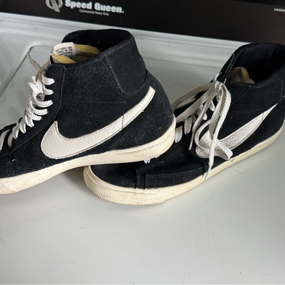 Black and White suede High-Top Sneakers